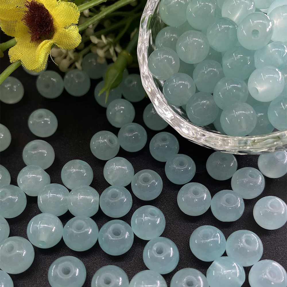 diy手工串珠手链手串4.6.8.10mm纯色可盘琉璃玻璃圆珠散珠手工