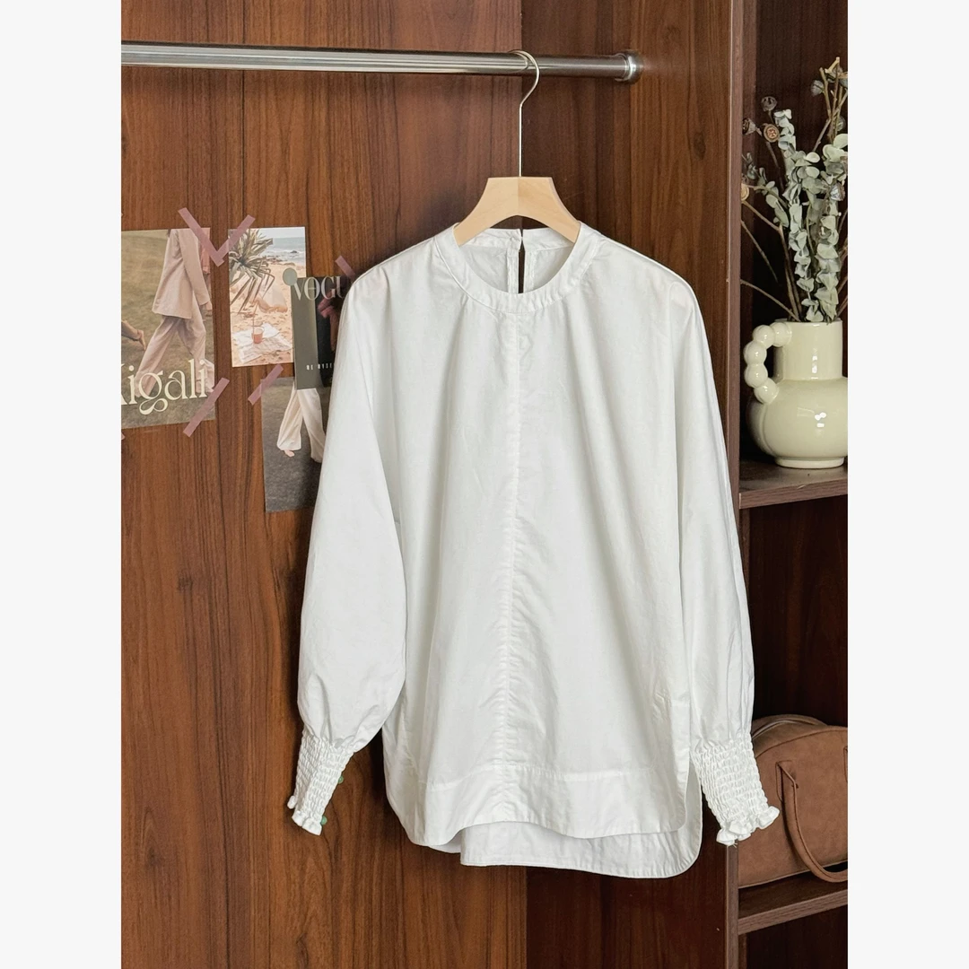 【告白气球】简约宽松白衬衫气质显瘦遮肉灯笼袖