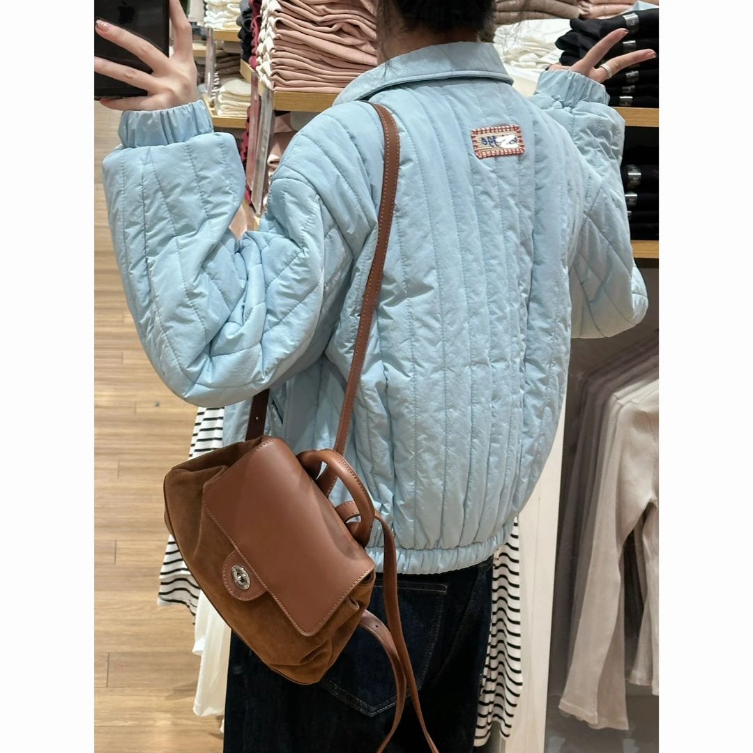 【歡囍】韩系2024冬季节新款甜美翻领小个子宽松棉服外套女