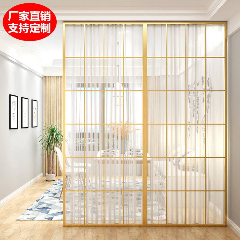 屏风隔断长虹玻璃碳钢不锈钢轻奢客厅入户玄关架办公室洗手台定制