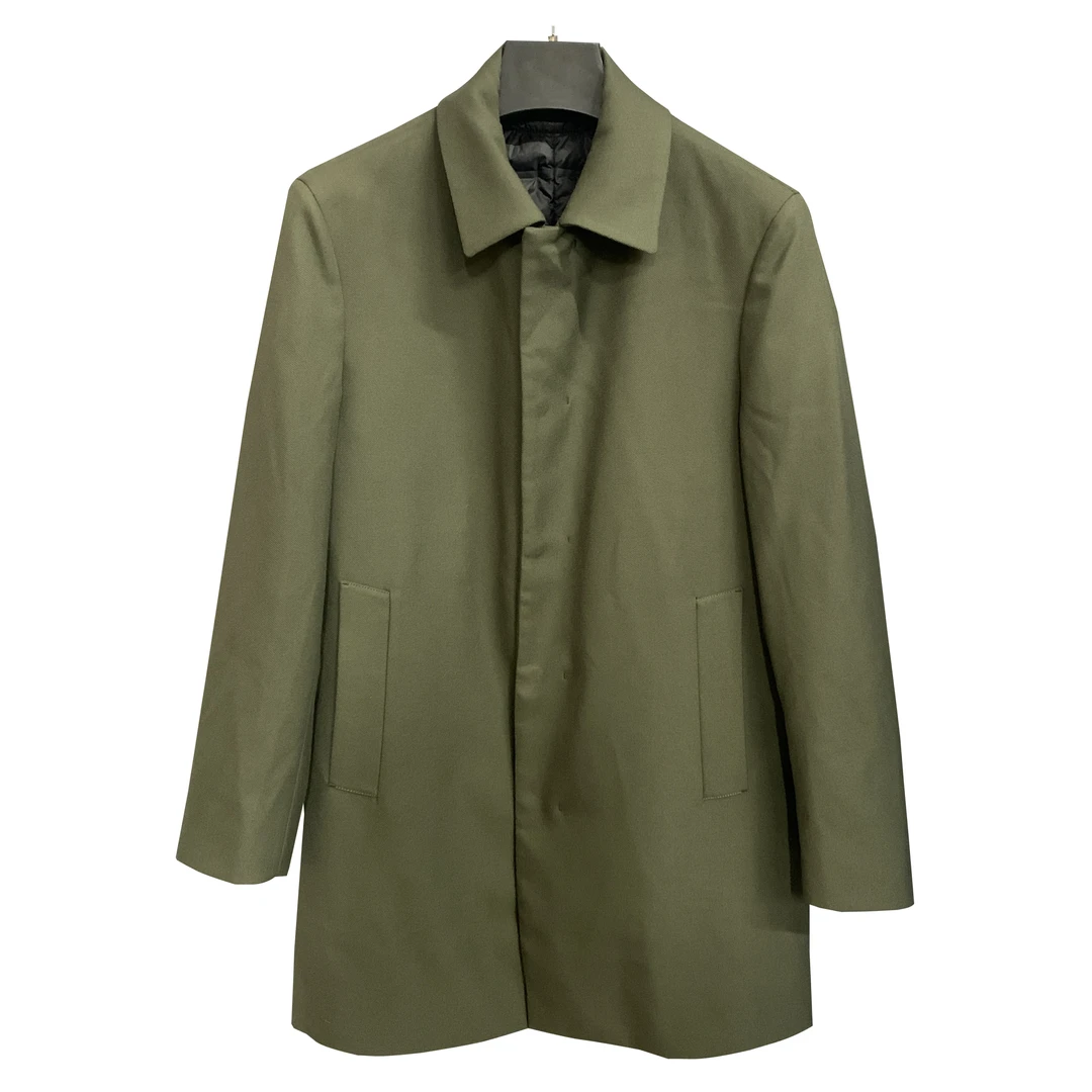 鸟【行政风】军绿翻领风衣可拆卸含绒内胆中长款春秋冬外套FY001