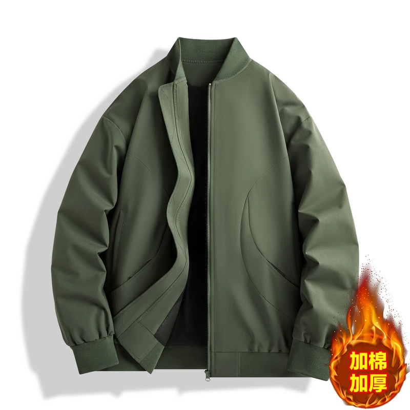 美式复古飞行员夹克男生加棉加厚春秋潮牌街头纯色宽松棒球服外套