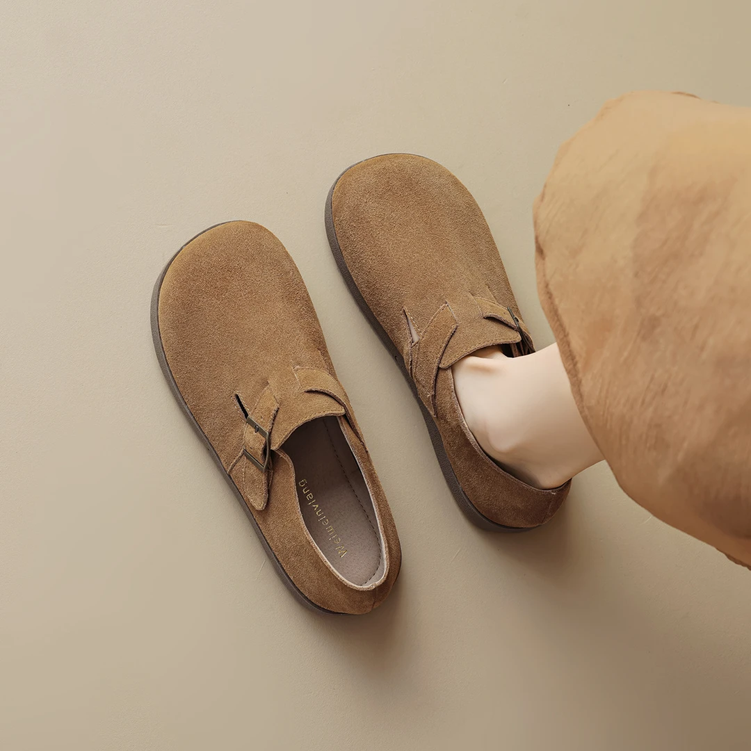 英伦勃肯鞋女复古厚底百搭透气一脚蹬软底博肯鞋外穿