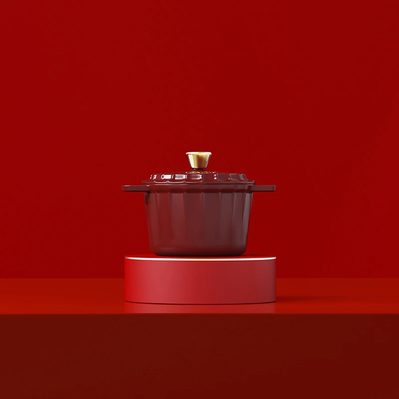 YANZAO/焱造铸铁珐琅锅18口径晶钻系列饭釜内黑釉