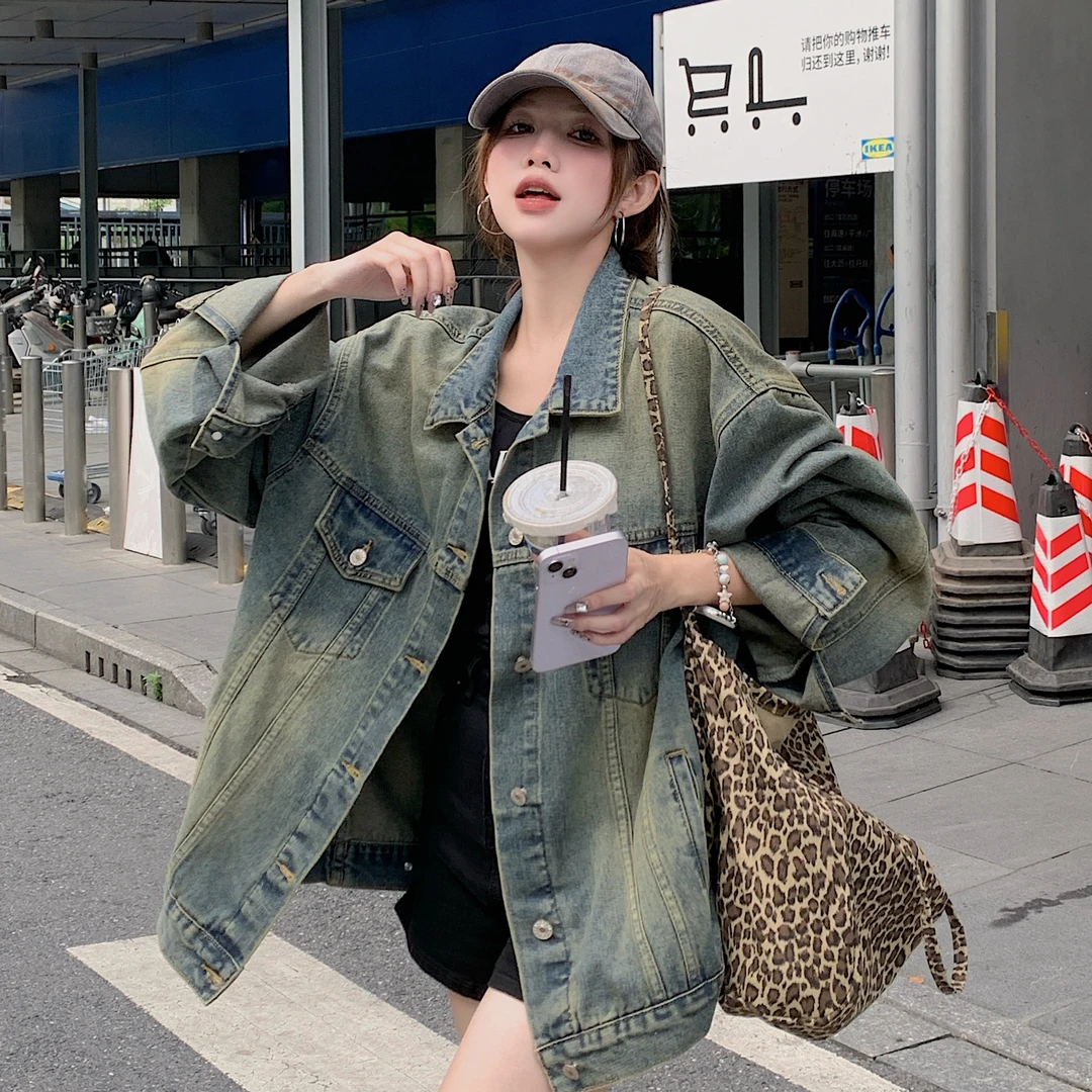 【现货+运补】水洗复古美式牛仔外套女情侣休闲外套女春秋百搭外套