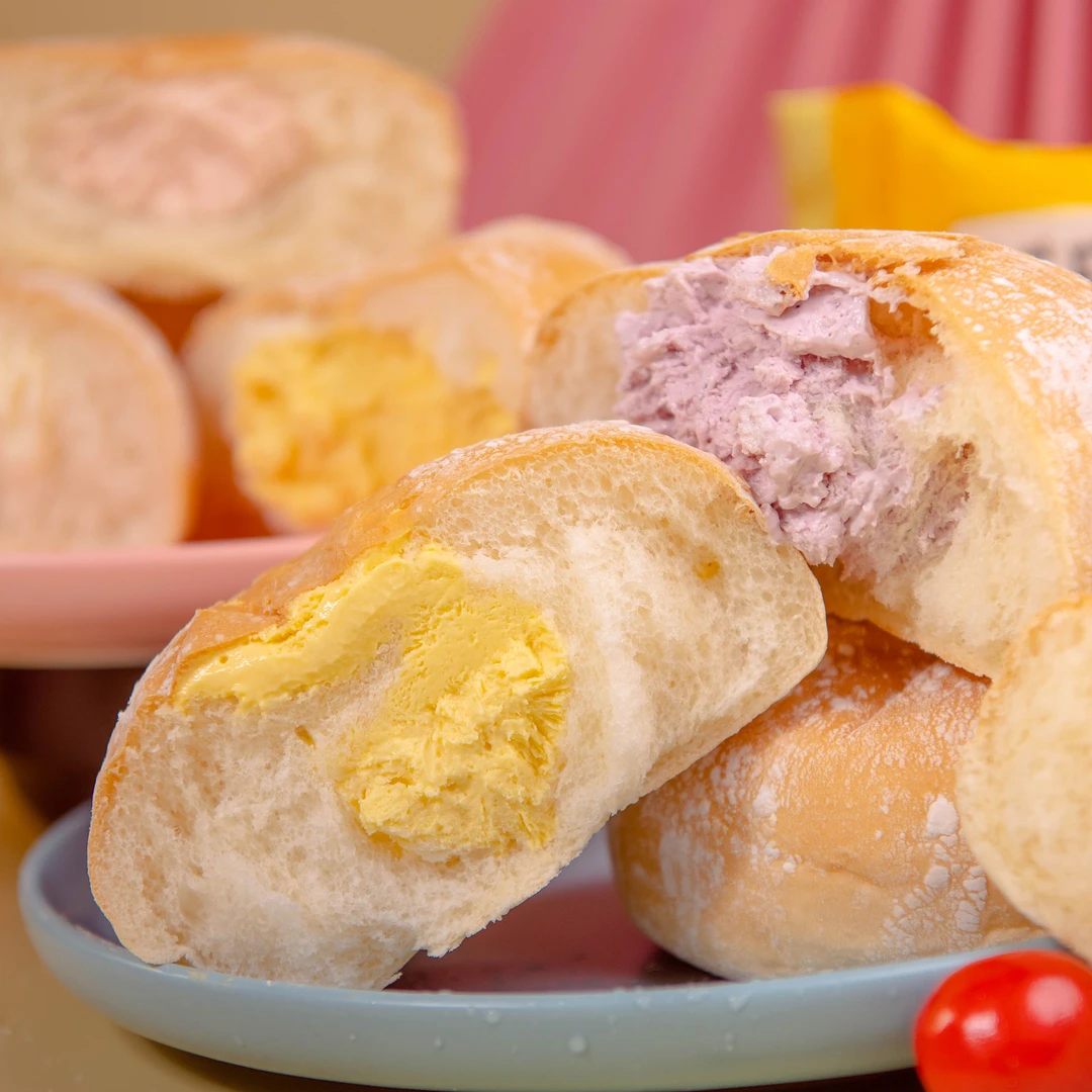 圣士流心爆浆冰面包网红夹心软面包75g*5袋