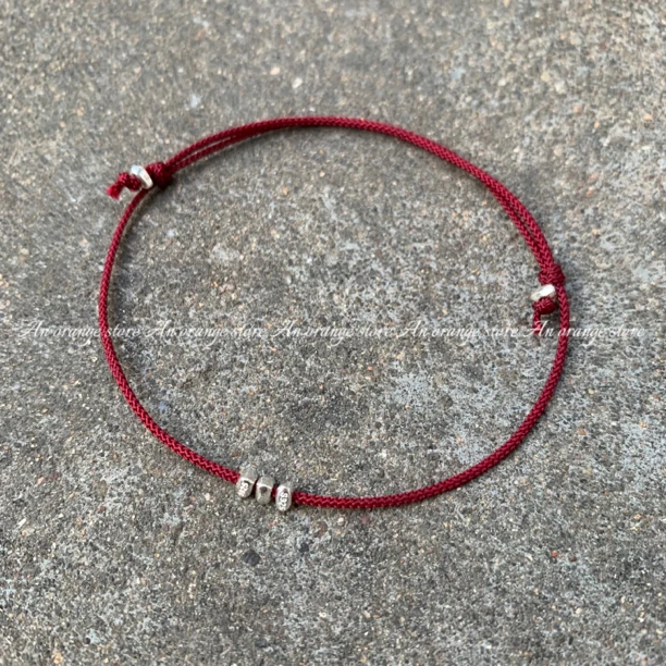 925银布艺手链 极细复古红绳纯银ins 小众高级感碎银手链女礼物