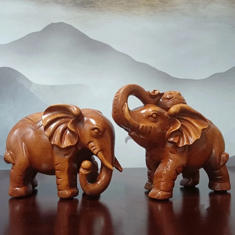 财富大象吉祥如意－对摆件工艺品（约长17.5高15）