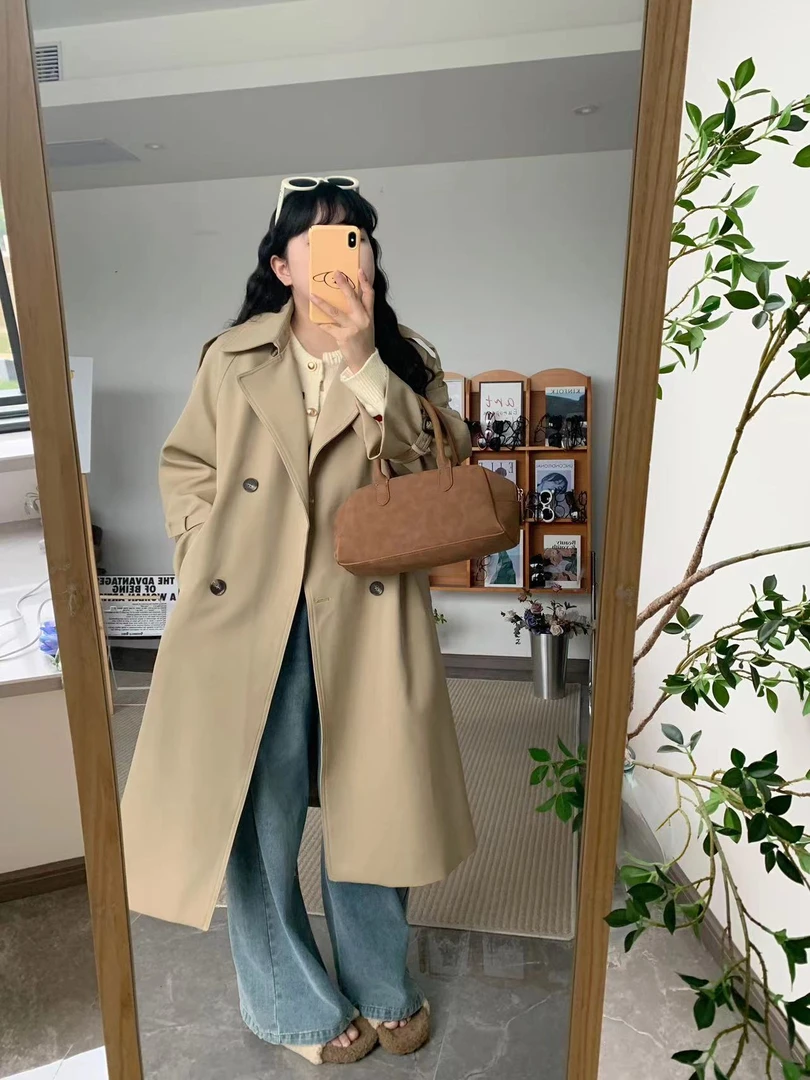 2024新款高级感英伦风时尚中长款收腰风衣外套春秋季气质系带