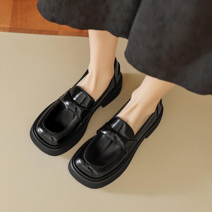 Betsy/贝琪深口圆头乐福鞋舒适百搭女鞋厚底春秋中跟 33160