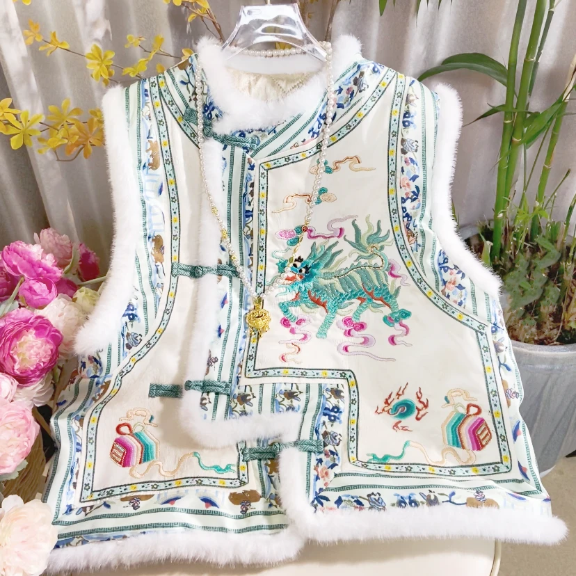 [祥瑞]新中式国风马甲女2024新款秋冬加厚保暖背心外搭叠穿马夹