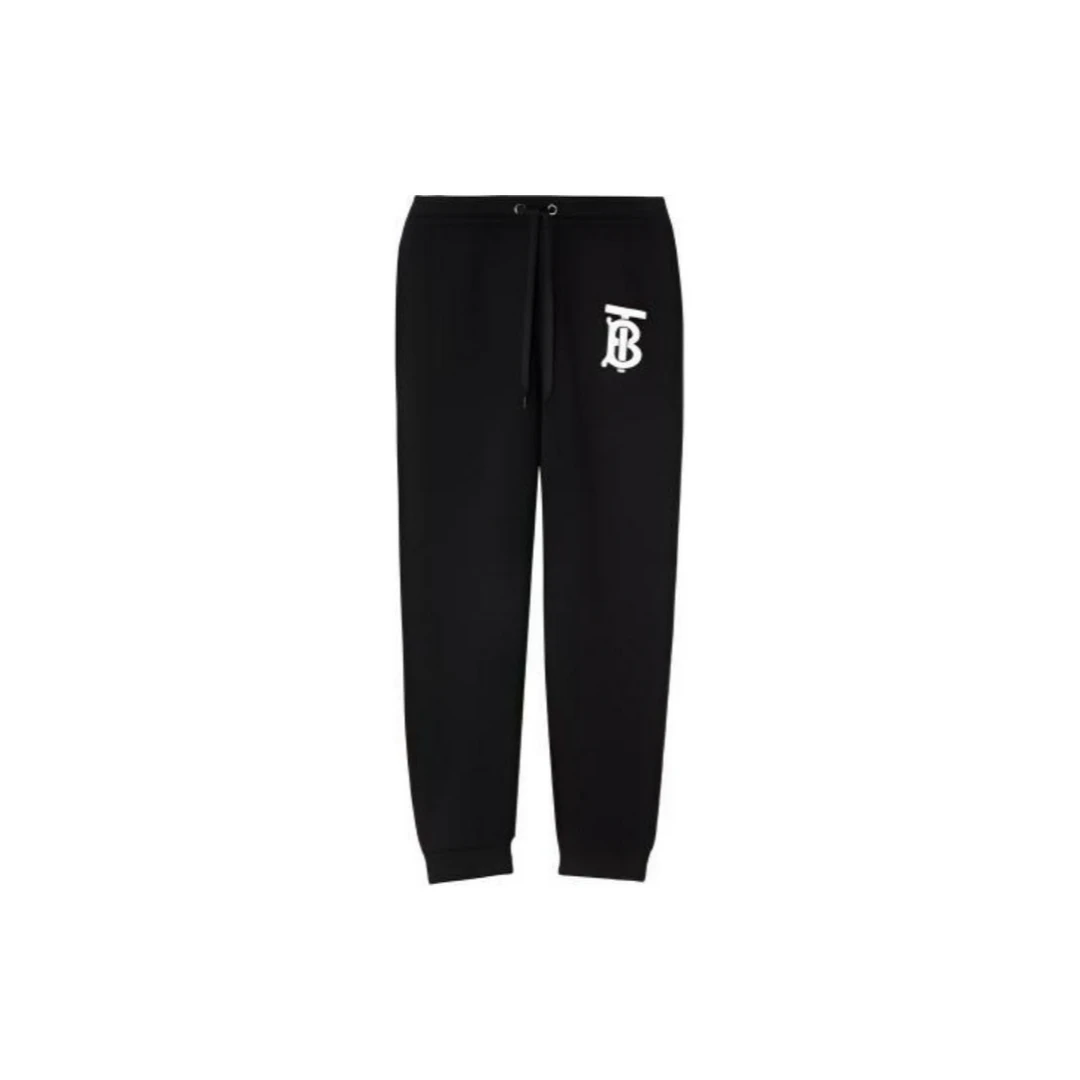 Burberry博柏利 专属logo标志系带棉质慢跑卫裤  黑色J