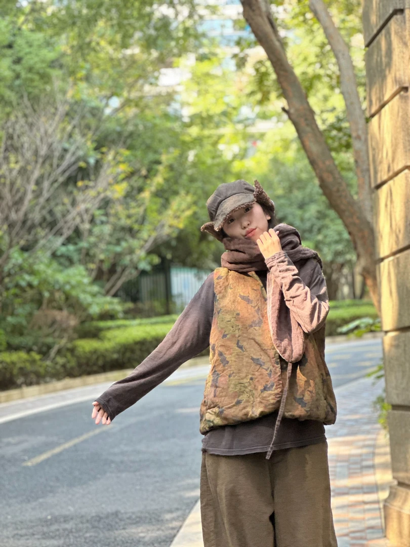 昔玙240930  复古文艺棉马甲休闲百搭  衣长62 胸围118