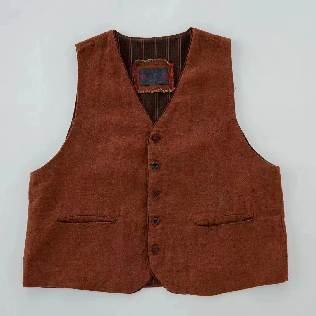 小红分享-垒土-2024质感重磅麻休闲马甲1015