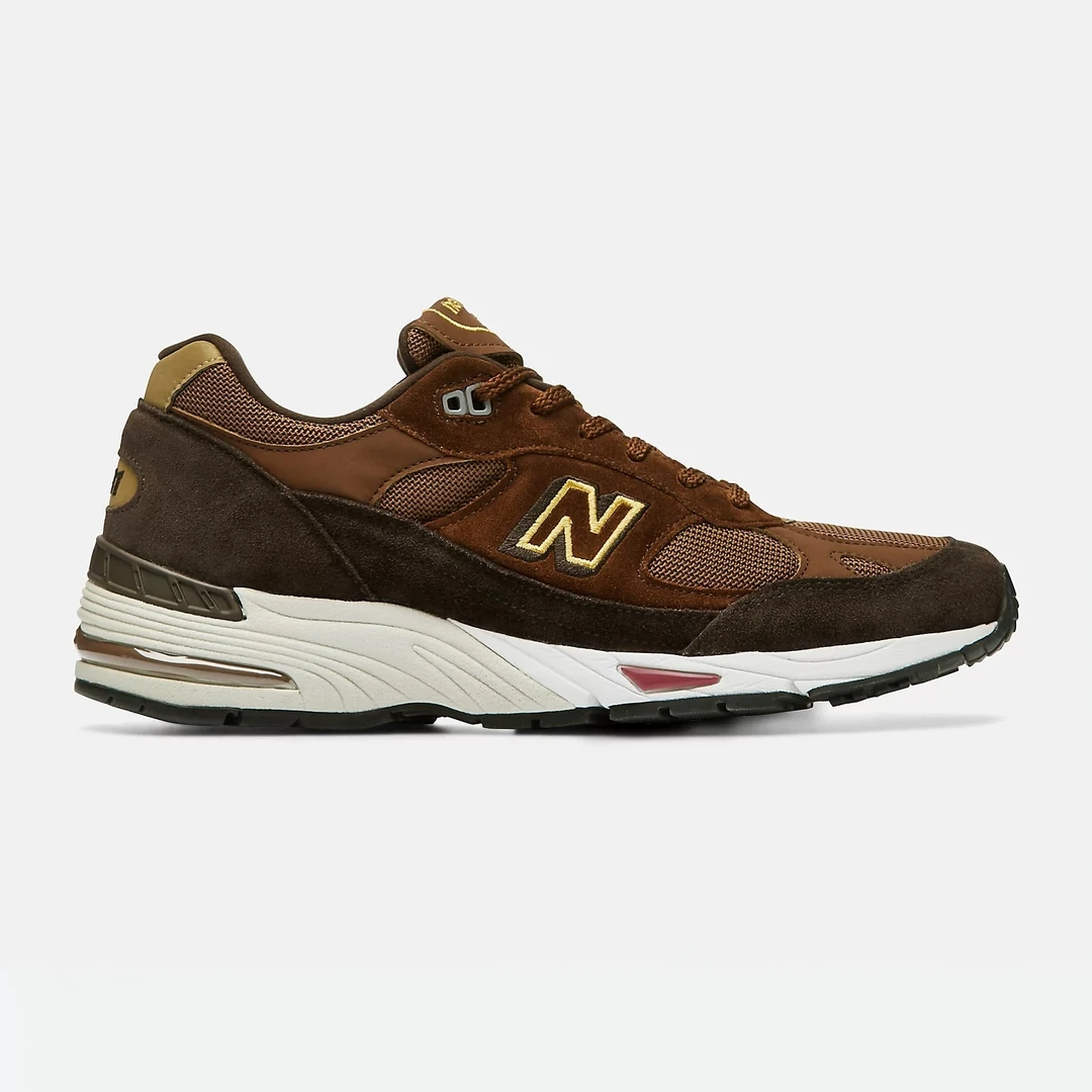 New Balance 男款咖啡色英产复古低帮运动鞋跑步鞋 M991YOX