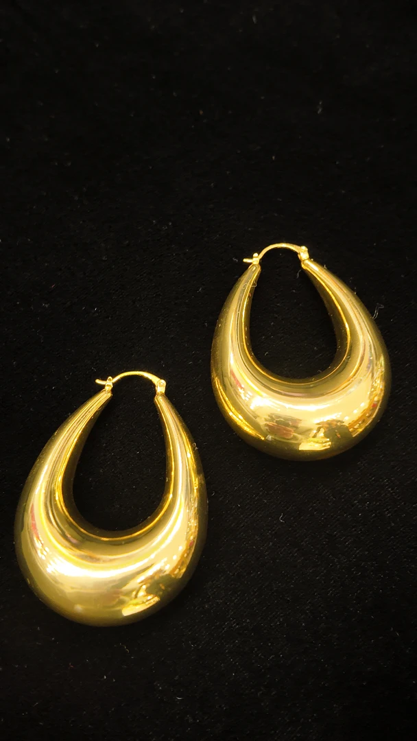 铜合金仿水晶耳饰 MIRROR （涛姐精选）原创设计金色月牙长耳环