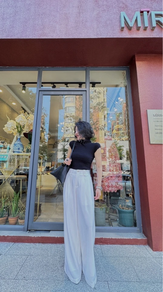 MIRROR （涛姐精选）黑白经典永恒气质高腰羊毛裤