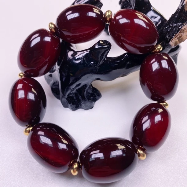 高端珠宝 卡20×28mm天然血离子大枣玛瑙玉石男士大手串正品收藏