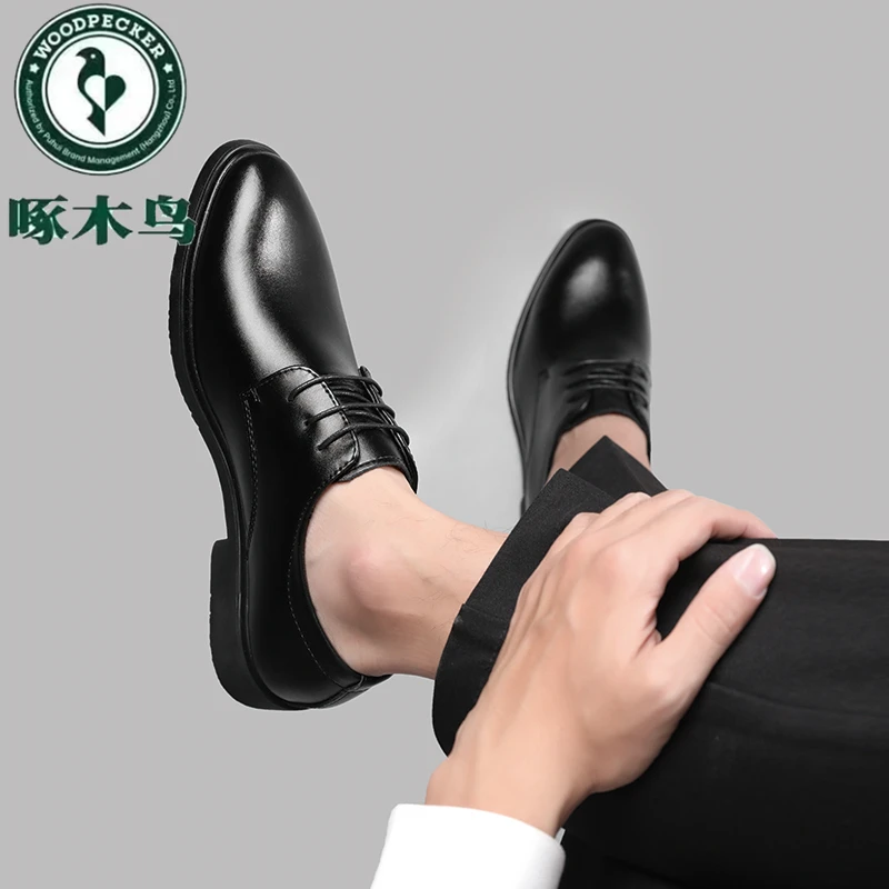 啄木鸟春新款男士皮鞋商务英伦百搭青年正装皮鞋防滑耐磨工作