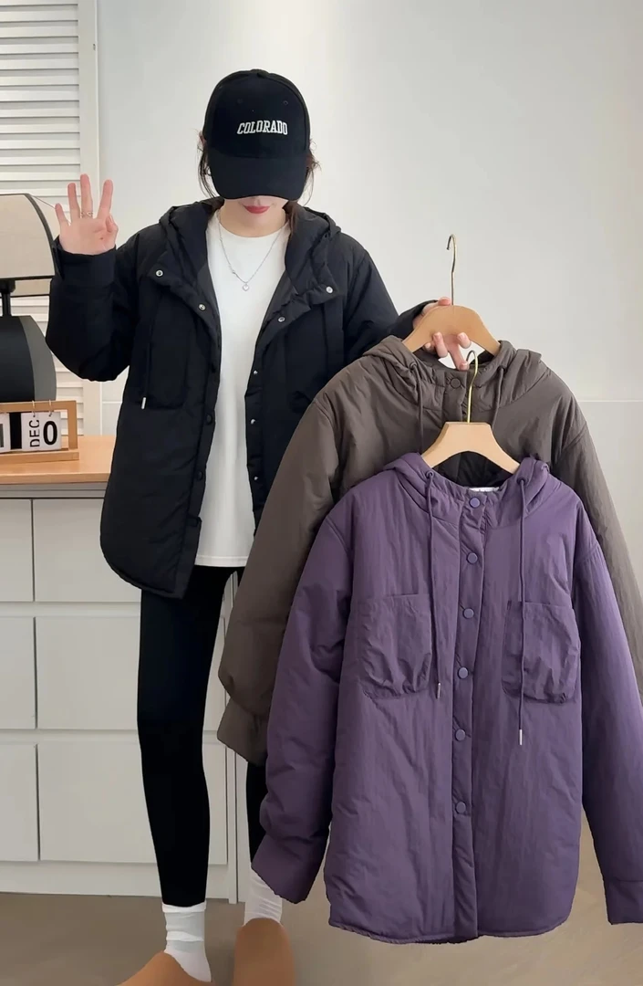 清仓 实际库存 110-210斤大码女装胖mm妈妈宽松显瘦连帽棉衣外套