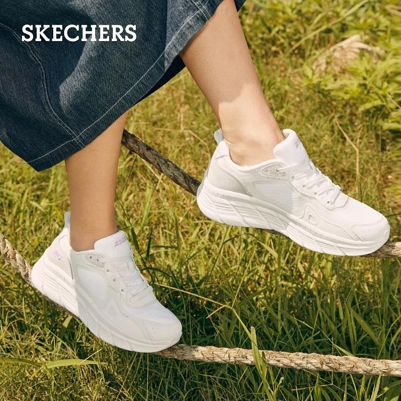 Skechers斯凯奇女鞋厚底网面板鞋时尚百搭休闲运动鞋117380