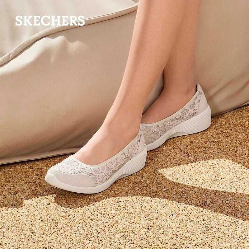 Skechers斯凯奇网面女鞋一脚蹬懒人鞋网纱平底鞋单鞋66666292