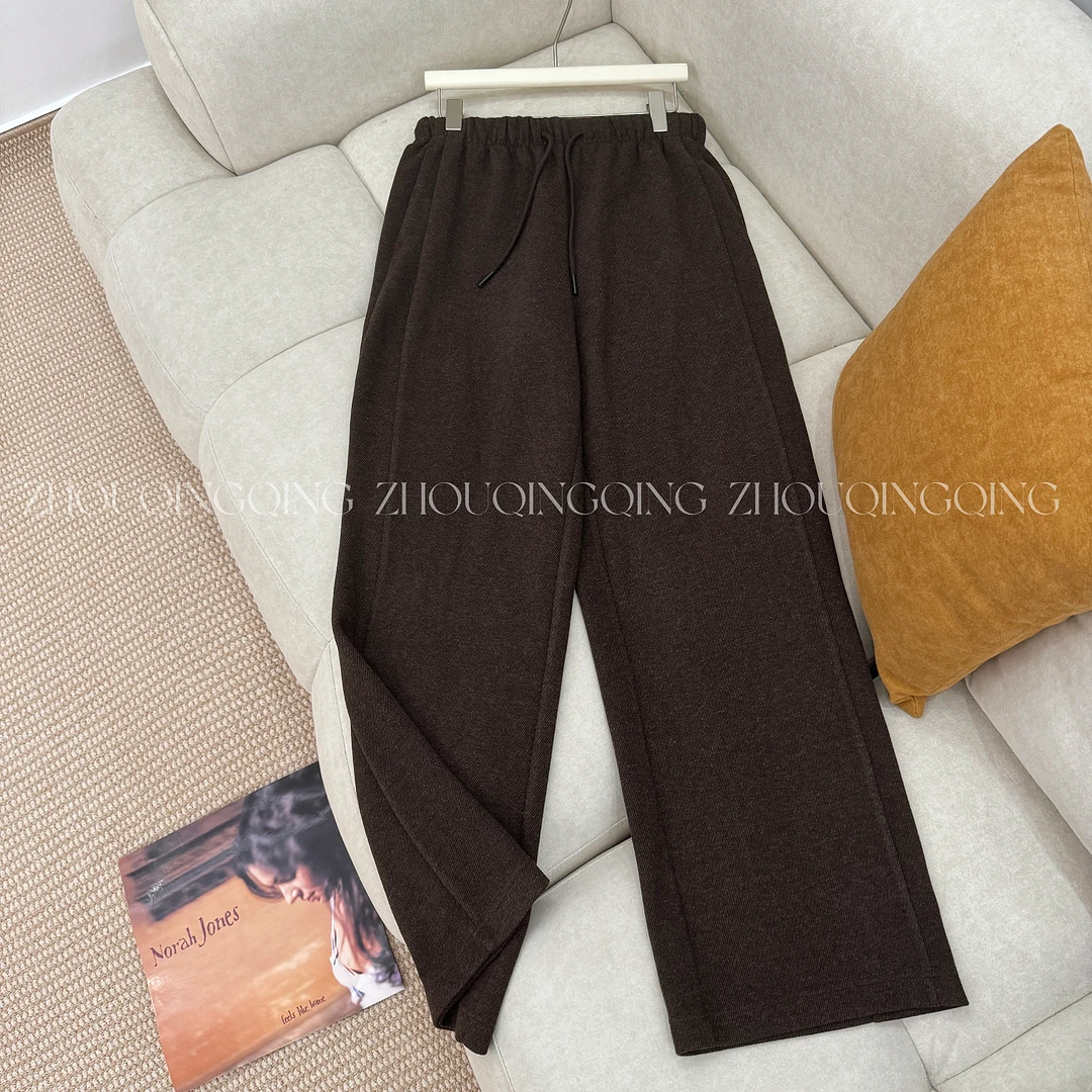 【清仓抢购】糯米裤 周青青松紧腰毛呢裤秋冬显瘦窄版阔腿裤休闲裤