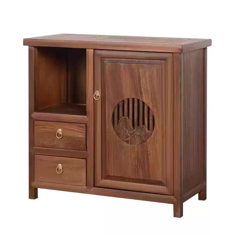 新中式山水茶水柜卧室客厅阳台烧水柜可移动家具实木时尚茶室边柜