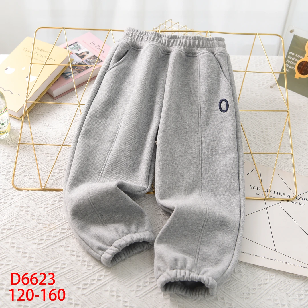 断码青！男童加绒卫裤 冬季儿童字母拼接纯色长裤休闲中大童D6623