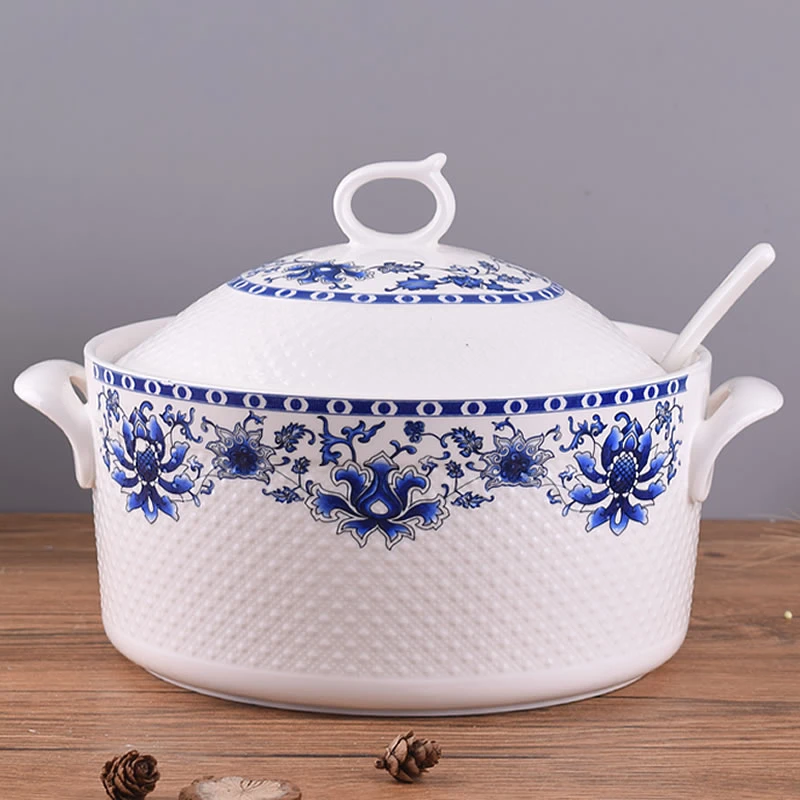 华青花陶瓷猪油罐辣椒油罐大容量调味罐瓶油壶缸