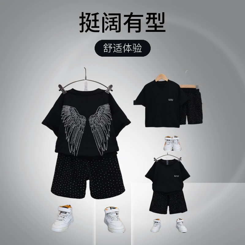 儿童男童夏装套装2024新款中小童男孩夏季网红卡通短袖两件套