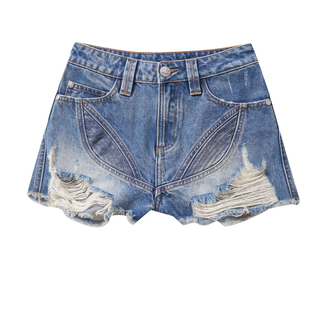 机车牛仔短裤夏季百搭设计师款