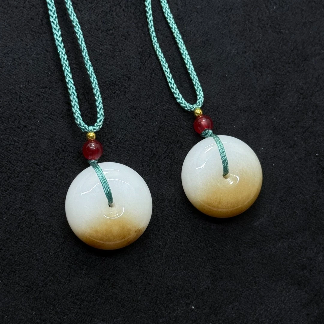 一口糖平安扣吊坠男女款扣情侣项链金丝玉毛衣链百搭玉佩生日礼物