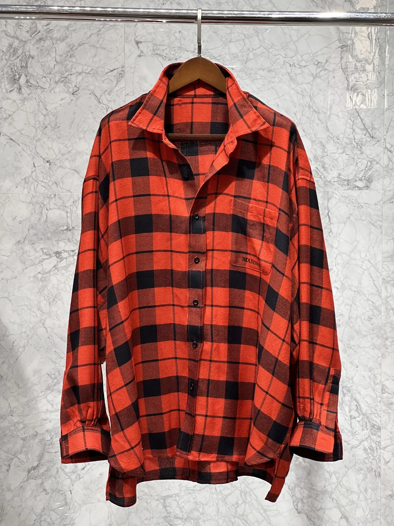 Conny Rui   24春节新年款时尚廓形休闲百搭潮流红色女款格子衬衫