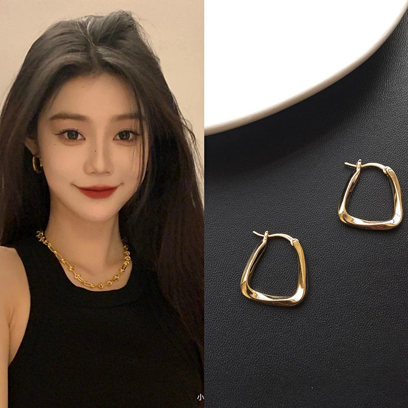 欧美气质几何方形耳钉个性百搭潮耳圈网红高级感耳扣女
