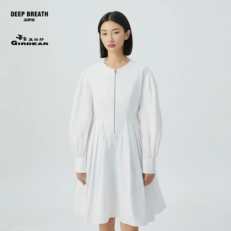 DEEP BREATH深呼吸哥弟真的好简约拉链收腰洋装连衣裙伞裙8500145