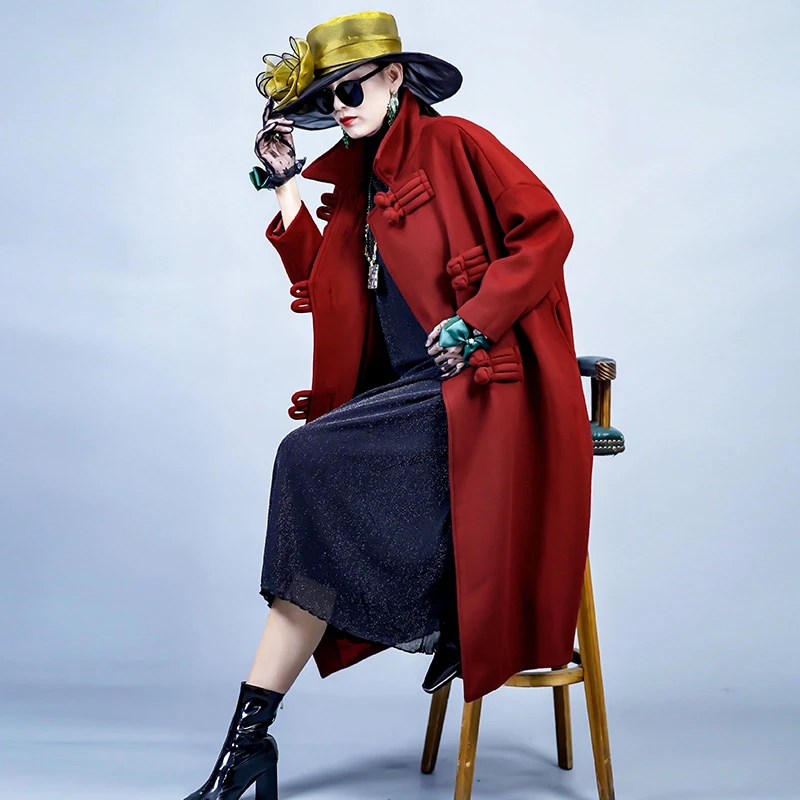 （2313）时尚阔太太高端贵妇优雅经典气质显瘦洋气羊毛大衣秋冬女装