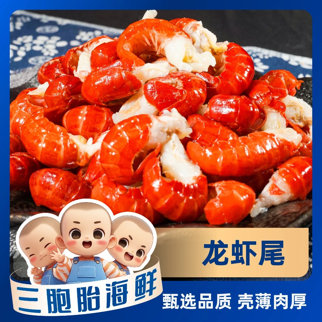 【海鲜日记】新鲜龙虾尾 肉质紧实 含保护冰 500g*四包160-180粒/斤