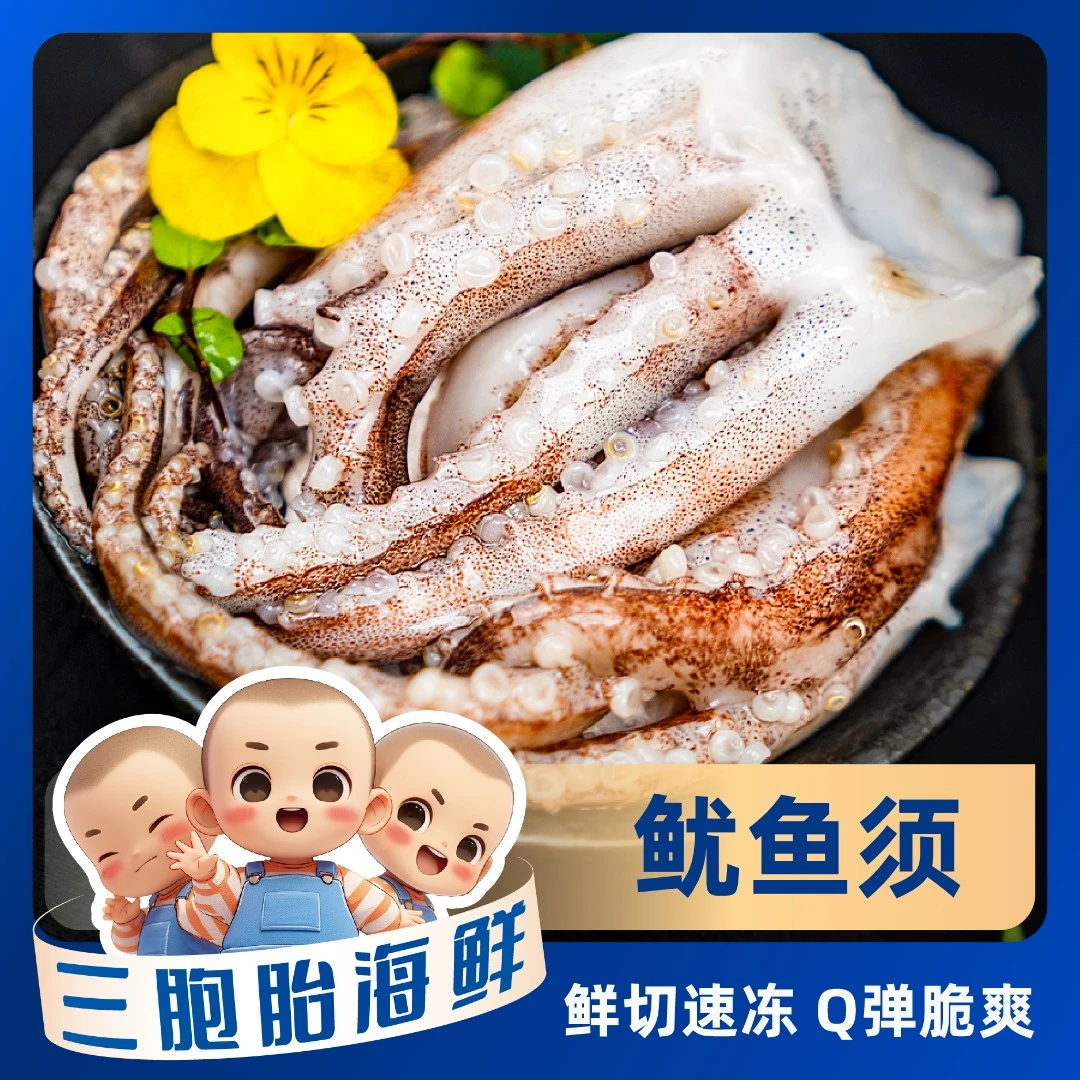 【顺丰发货】①新鲜鲜冻脆口鱿鱼须二本足 烧烤辣炒 500g/包*5包