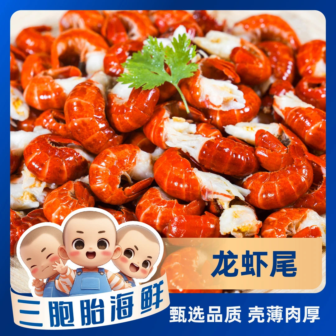 【海鲜日记】新鲜龙虾尾 含保护冰 500g*3包160-180粒/斤 净重1140g