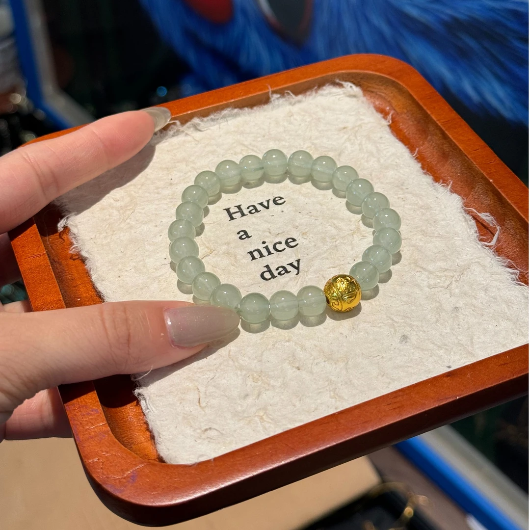 铜合金手链 铜合金【浅浅春草】绿珠珠气质百搭手链