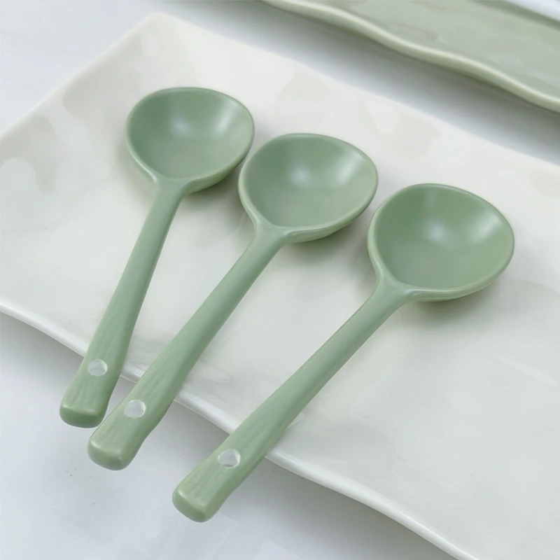 陶瓷勺子高颜值漂亮精致的甜品网红燕麦瓷勺子特别好看的可爱创意