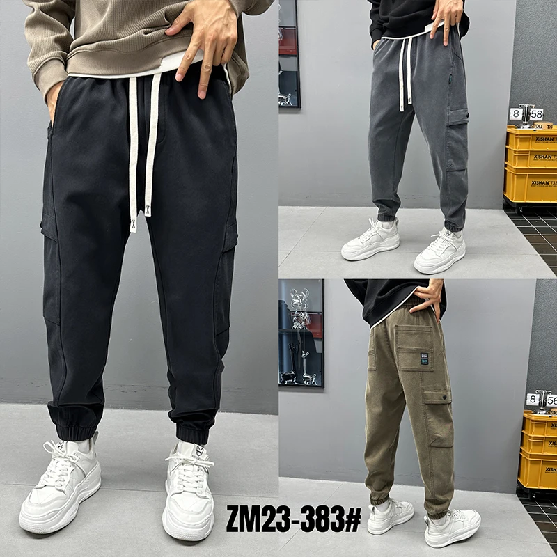 【美拉德风-洗水工装裤】加绒冬季新款潮牌宽松哈伦休闲痞帅长裤子