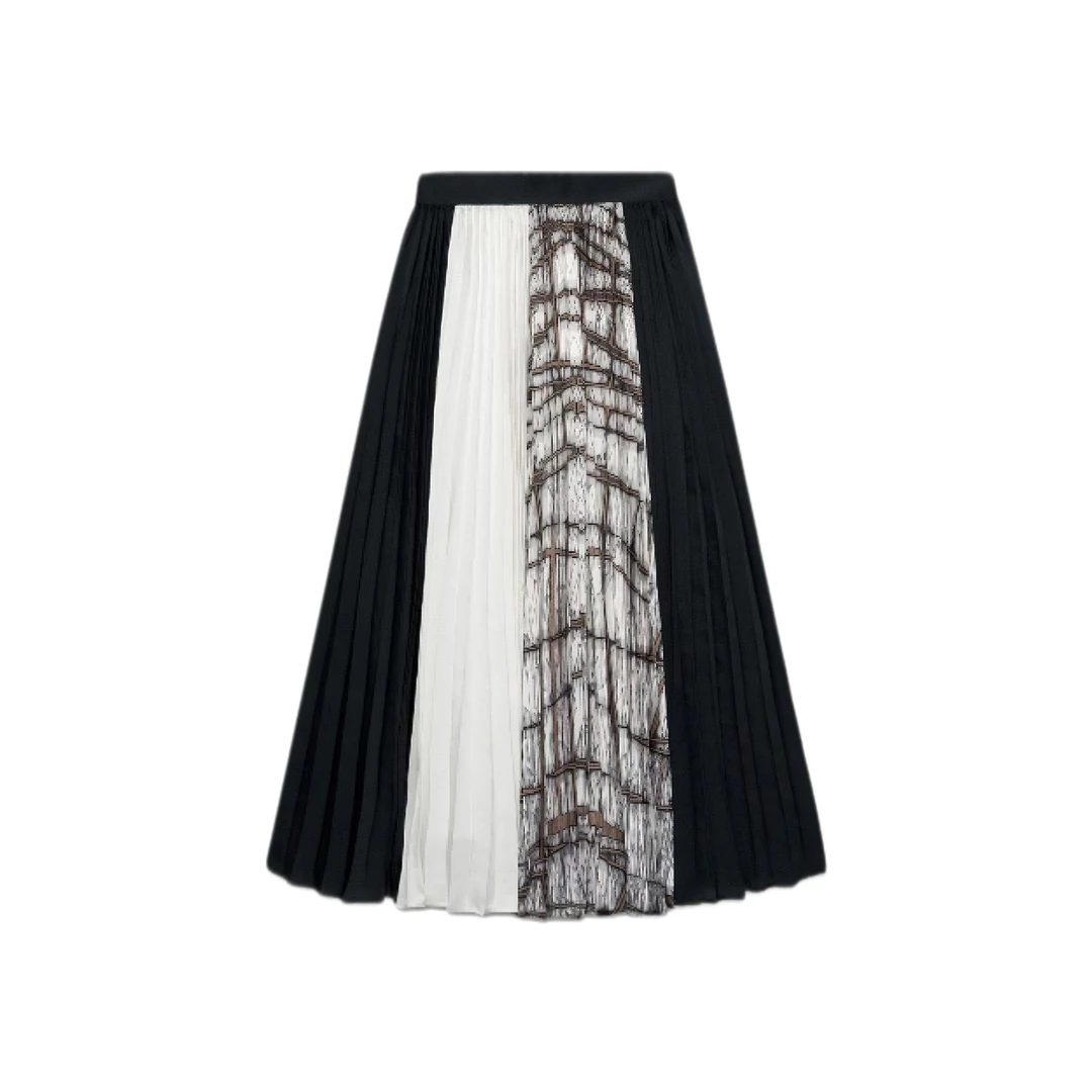 ATLEO印花拼接百褶半裙