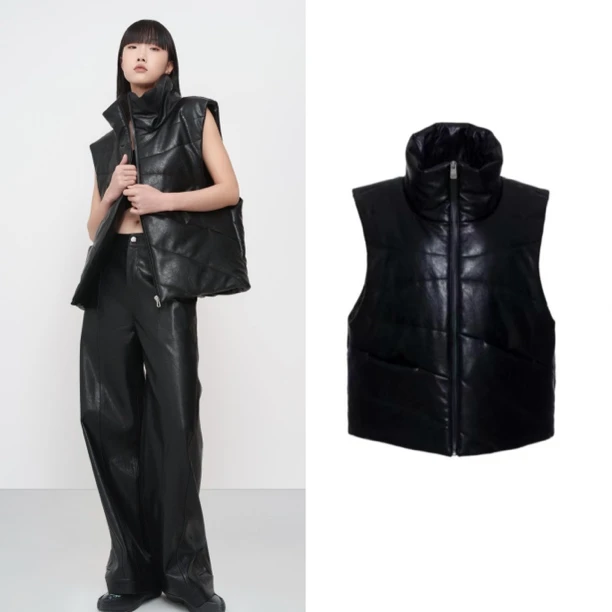 后背LOGO分割线夹棉马甲senseaweek