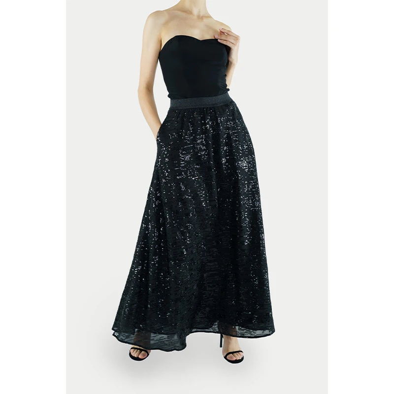 进口现货瑞典CG真丝纱裙亮片修身高腰半身裙CHARLOTTAGANDOLFO