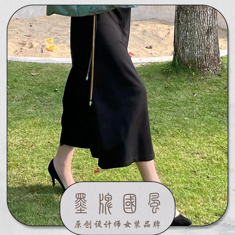 【墨牌国风】2023新款国风开叉半身裙小个子女装显瘦裙裤 T83137