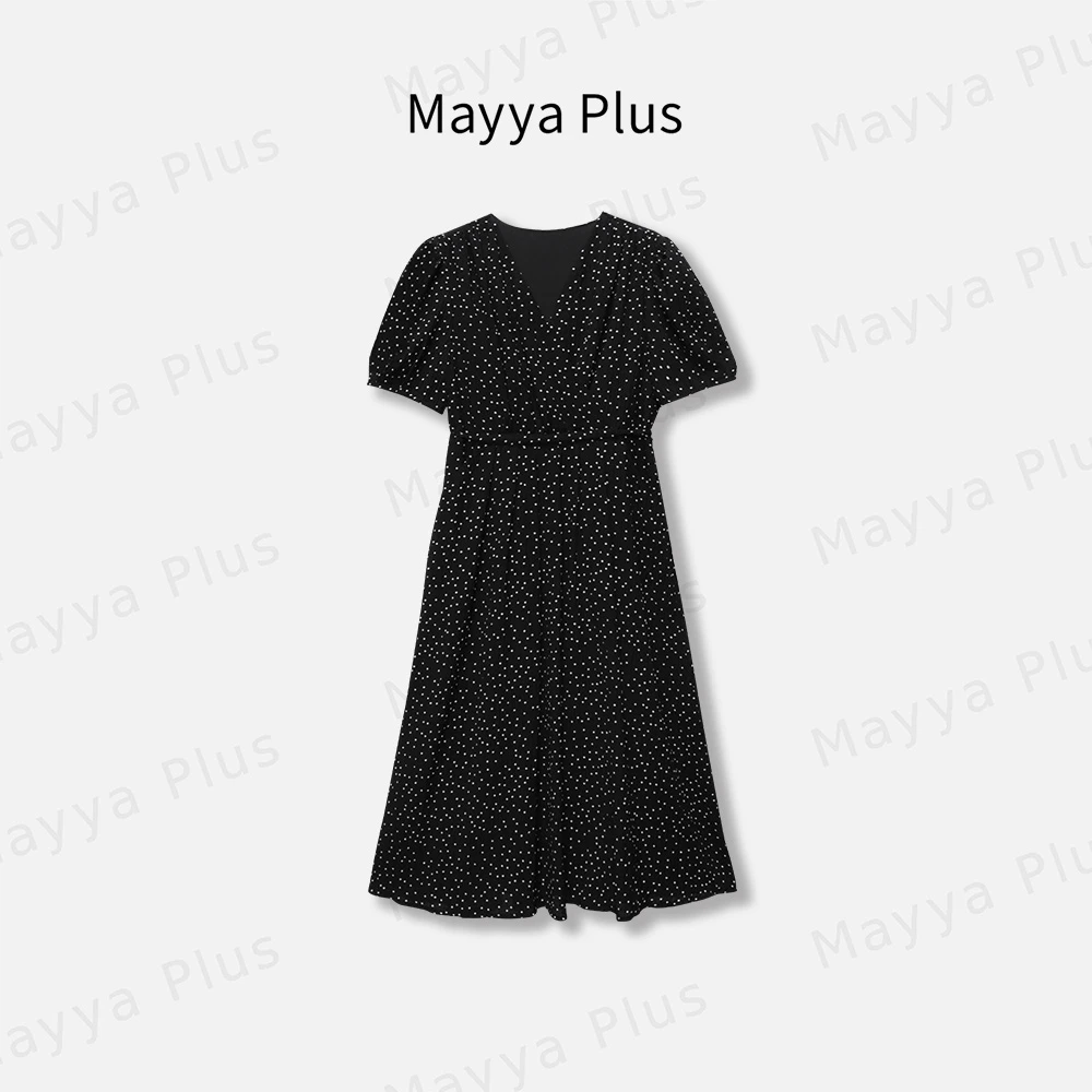 【波点姐姐】Mayya Plus麦芽定制轻奢气质显瘦款梭织连衣裙32426997
