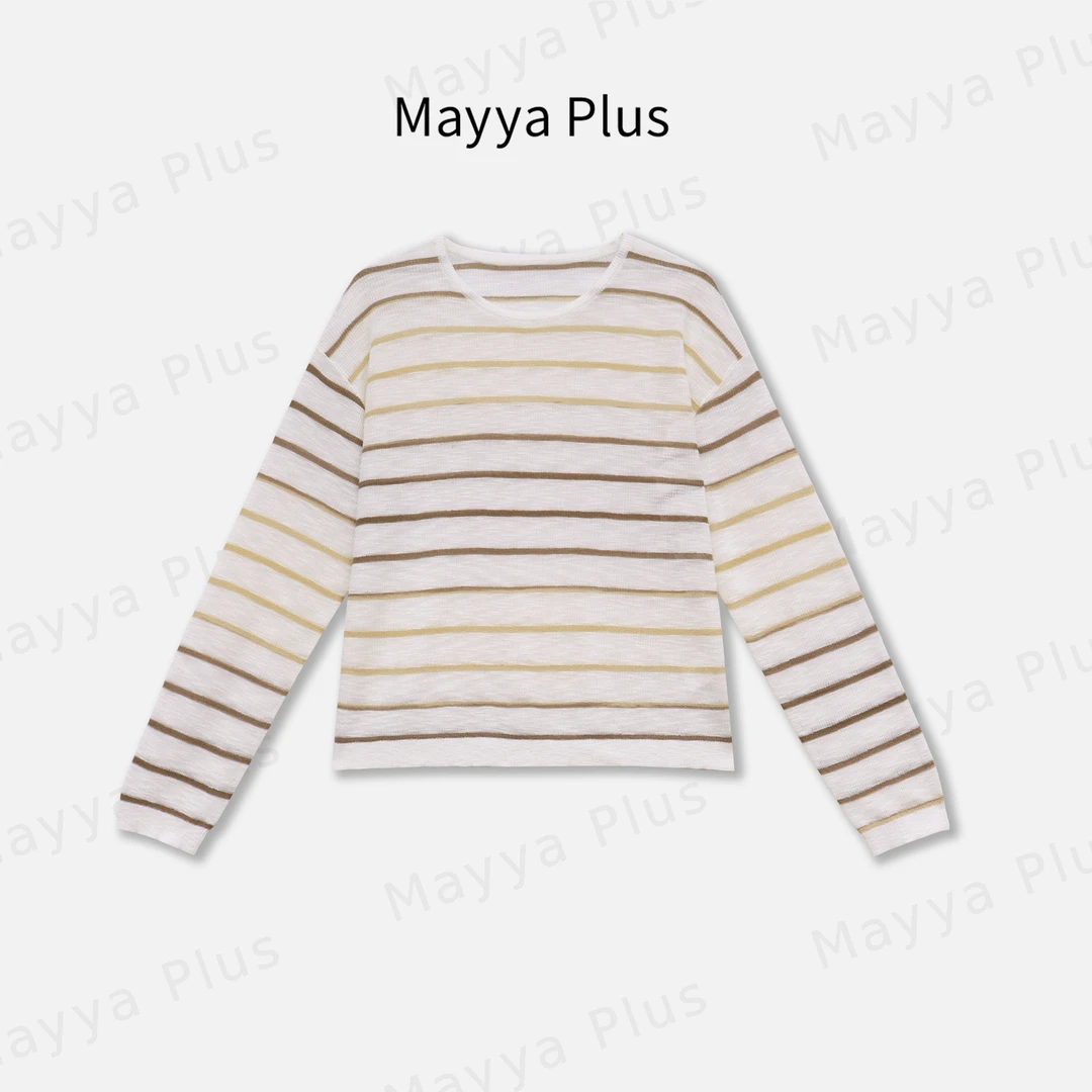 【条纹旋律】Mayya Plus麦芽定制轻奢气质显瘦百搭针织上衣32436620