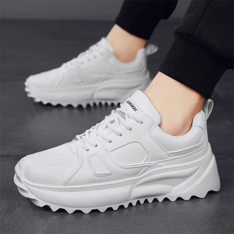 运动鞋男款四季厚底增高防滑休闲鞋上班纯色小白鞋跑步男鞋K0535